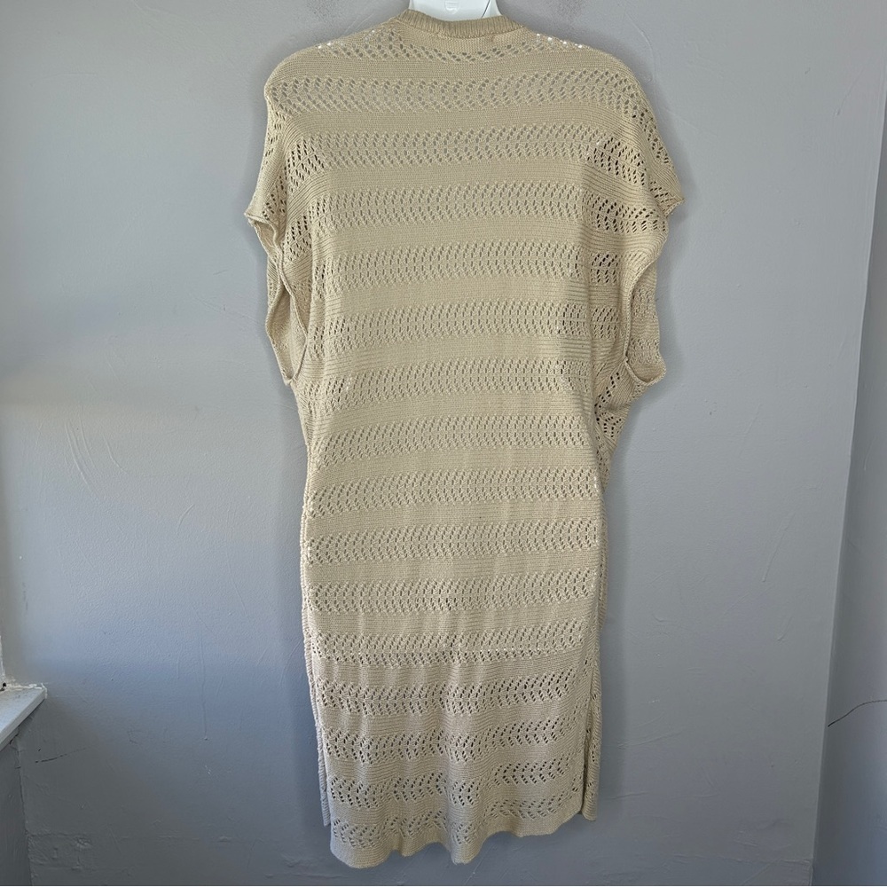 BELLDINI Beige Tan Open Knit Cardigan Vest Kimono - Picture 3 of 6